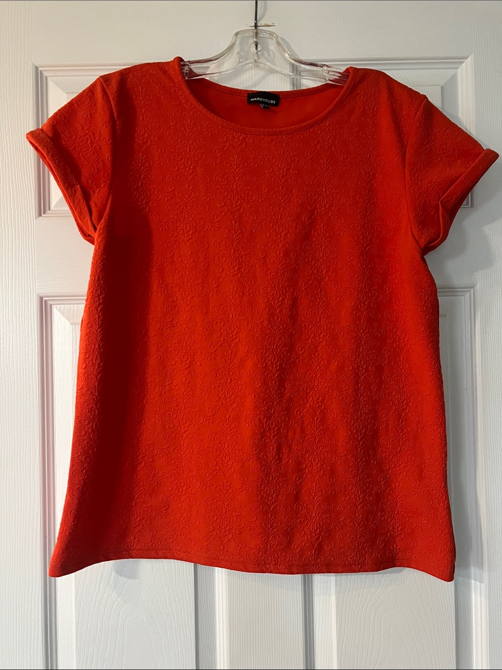 Warehouse Vibrant textured Orange Short Sleeve Top